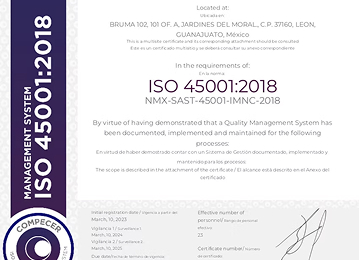Certificado ISO 45001 Multisitio